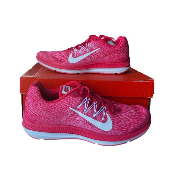Nike Pink and White Athletic Shoes with Mesh Upper - Picture 1 of 6